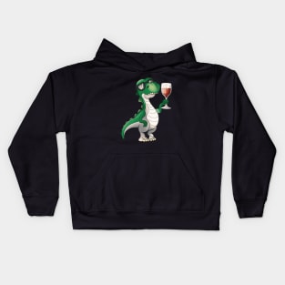 Vinosaur Wine Drinking T-Rex Wine Lover Kids Hoodie